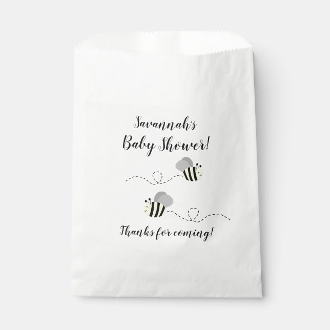 Bolsa De Papel Bolsas de Favor de la Bebé Gris y Amarillo (Anverso)