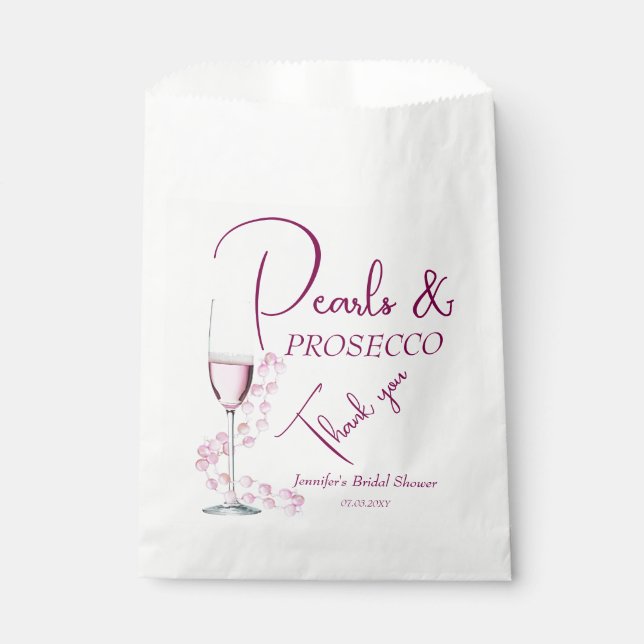Bolsa De Papel Bolsas de Favor de la Boda de Pearls & Prosecco (Anverso)