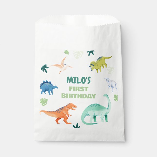 Bolsa De Papel Bolsas de Favor de la Fiesta de los Dinosaurios Di (Anverso)
