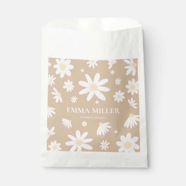 Bolsa De Papel Bolsas de Favor de la Flor Beige Daisy (Anverso)