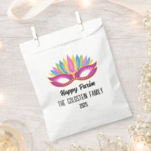 Bolsas de Favor de Nombre de Familia Purple Purim 