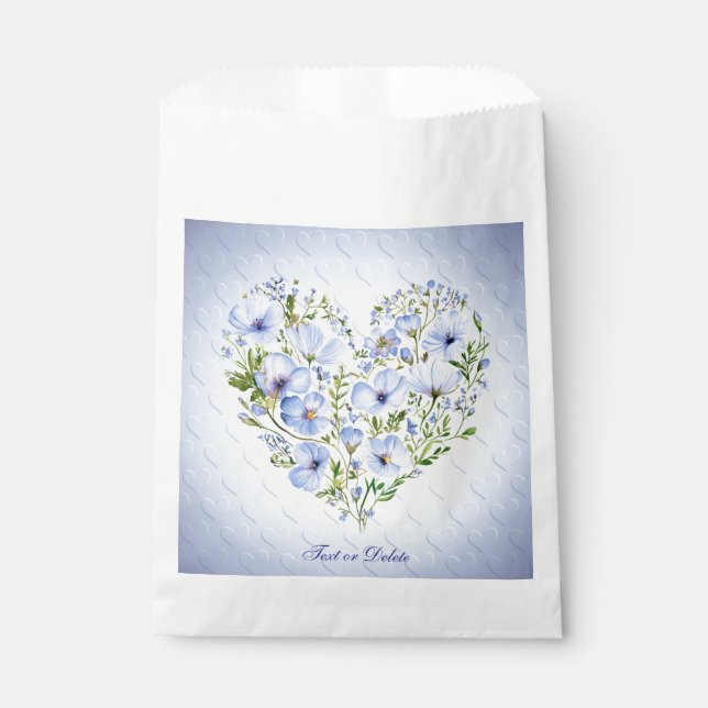 Bolsa De Papel Bolsas de Favor Floral Blue Heart (Anverso)