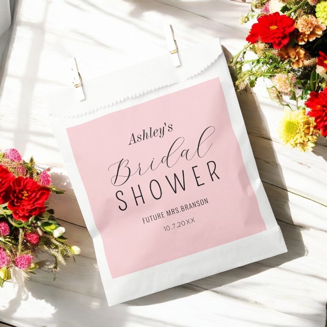 Bolsa De Papel Bolsas de Favor Rosa Rubor Bridal Shower (Subido por el creador)