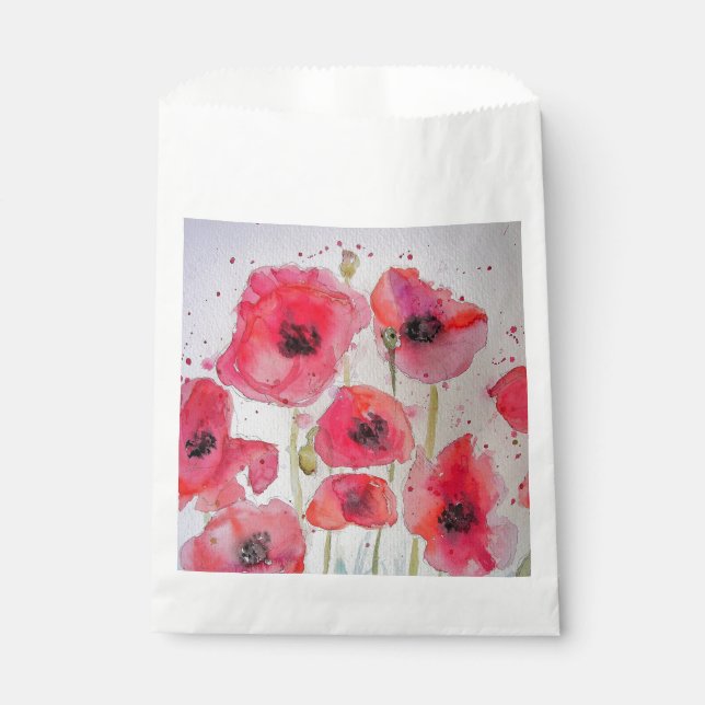 Bolsa De Papel Bolsas de favores de fiesta con flores de amapola  (Anverso)