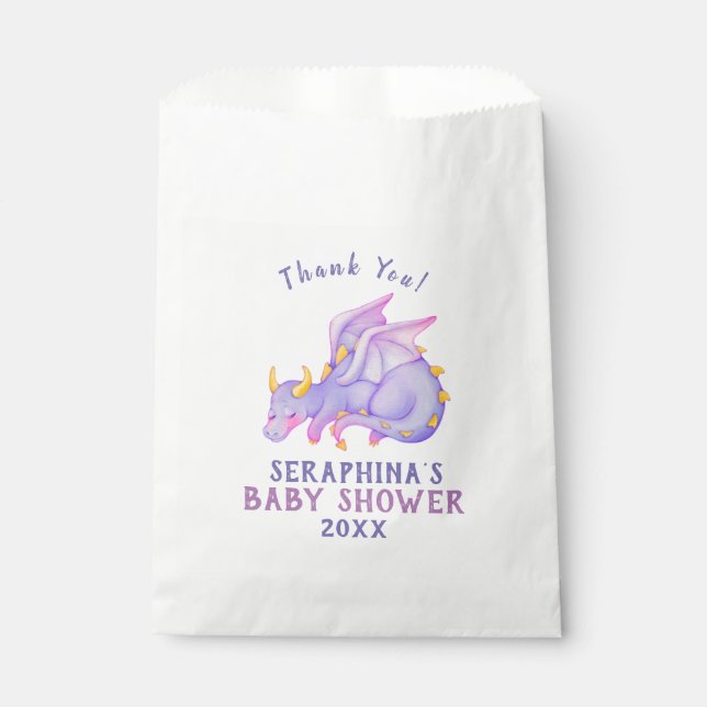 Bolsa De Papel Bolsas de favoritos de Baby Shower de Cute Purple  (Anverso)