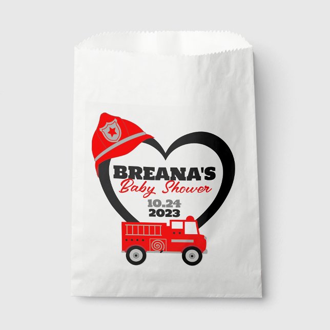 Bolsa De Papel Bolsas de trato preferente de Baby Shower para cam (Firetruck Baby Shower Favor Treat Gift Candy Bags. Also great for a birthday just Edit design )