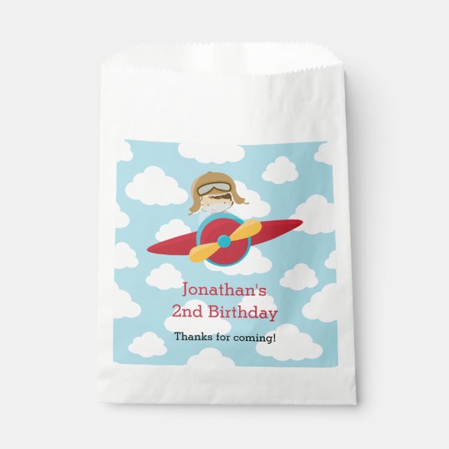 Bolsa De Papel Bolsas favoritas de avión con fondo de nube piloto (Anverso)