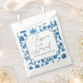 Bolsa De Papel Bolsas favoritas de bodas Flora azul y blanca de C
