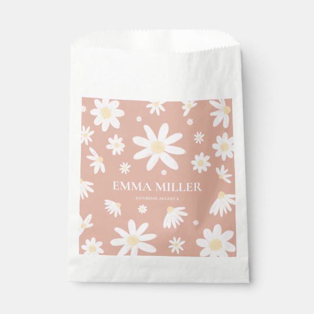 Bolsa De Papel Bolsas favoritas de flores rosadas de margarita (Anverso)