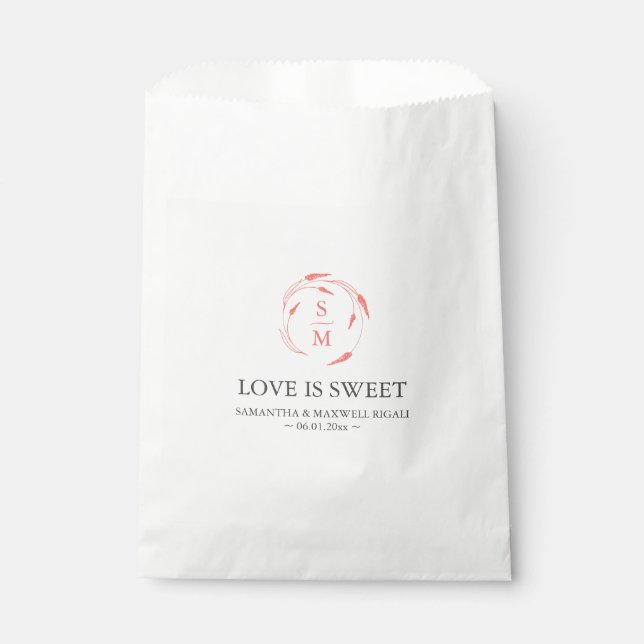 Bolsa De Papel Bolsas favoritas personalizadas para Bodas Peach (Anverso)