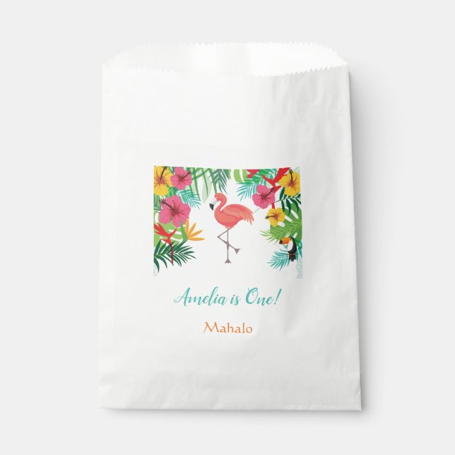 Bolsa De Papel Bolsas Flamingo Tropical Favor (Personalizadas) (Anverso)