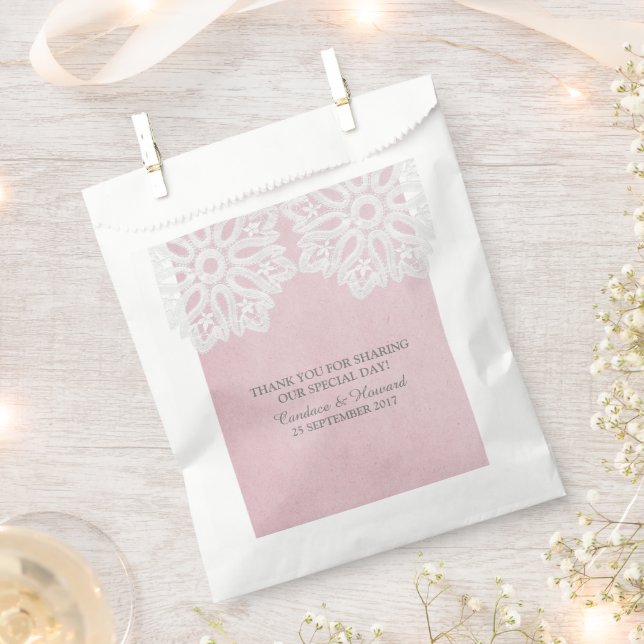 Bolsa De Papel Bolsas Pink Elegant Lace Favorito (Cortado)