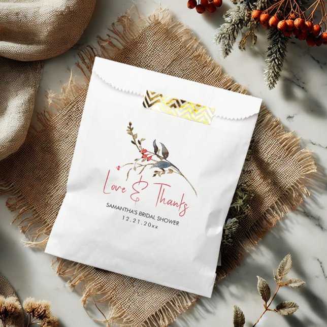 Bolsa De Papel Bolsas Rustic Bridal Shower Favor (Rustic bridal shower favor bags watercolor berries and botanicals)