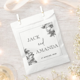 Bolsa De Papel Bolsos de Favor de la Boda Floral Blanca y Negra C