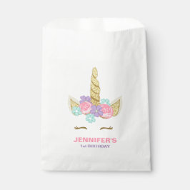 Bolsa De Papel Bolsos de Favor del Cumpleaños de Unicornio Face M