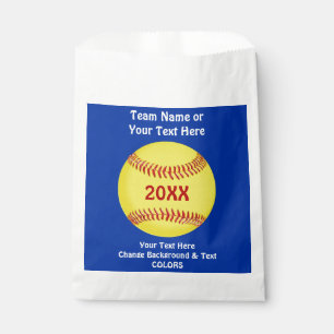 Bolsa De Papel Bolsos de Goodie del softball, sus COLORES y TEXTO