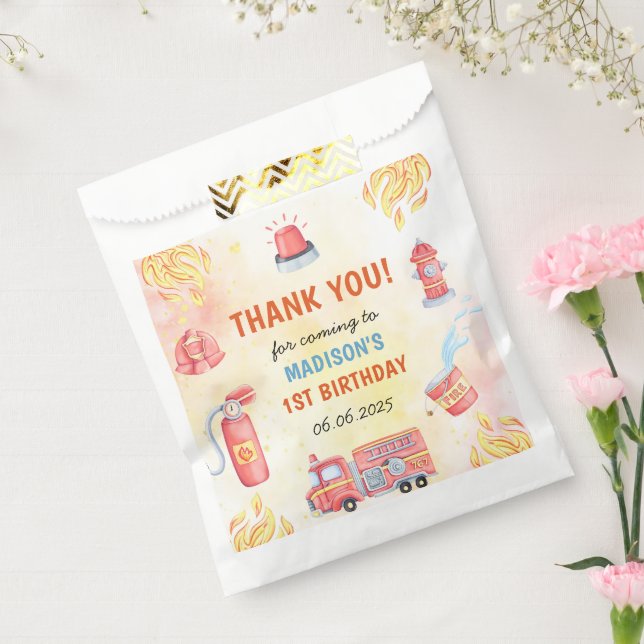 Bolsa De Papel Bombero de camión Fiesta de cumpleaños (Sellado)