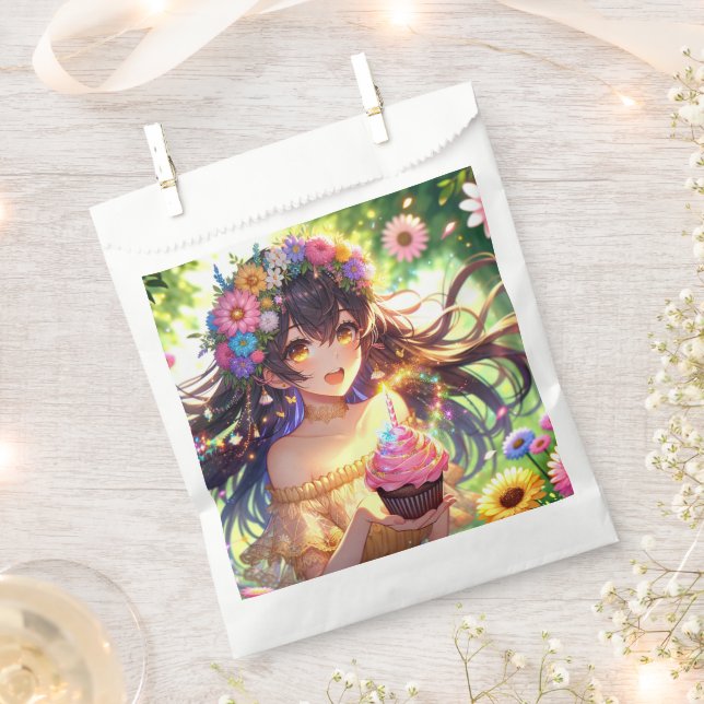 Bolsa De Papel Bonito Anime Chica Cumpleaños (Cortado)