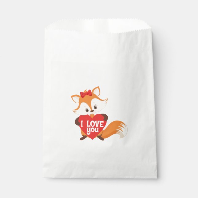 Bolsa De Papel Bonito Fox te amo el corazón (Anverso)