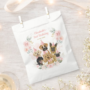 Bolsa De Papel Bonito Mascota Perro Cachorros Cumpleaños niña c