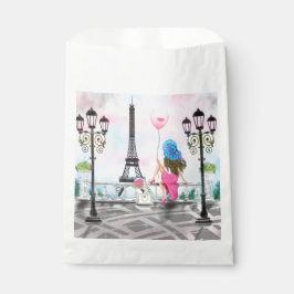 Bolsa De Papel Bonito y globo de corazón rosado - Amo París