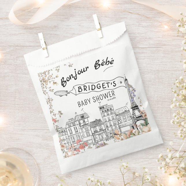 Bolsa De Papel Bonjour Bebe Género Neutral Baby Shower (Cortado)