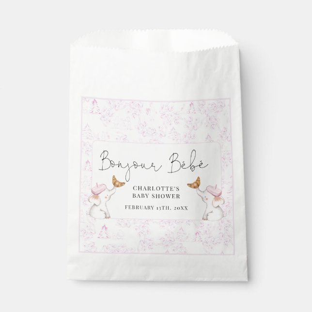 Bolsa De Papel Bonjour Bebe Romantic Chica Baby Shower (Anverso)