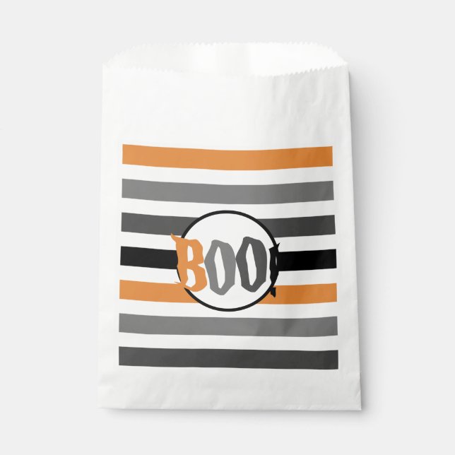 Bolsa De Papel Boo Halloween Naranja Black Strike Spooky Font (Anverso)