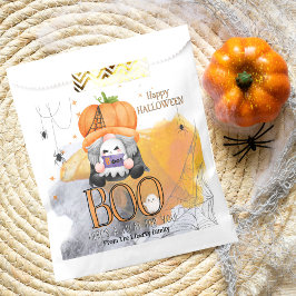 Bolsa De Papel BOO naranja gnome niños halloween truco o tratamie