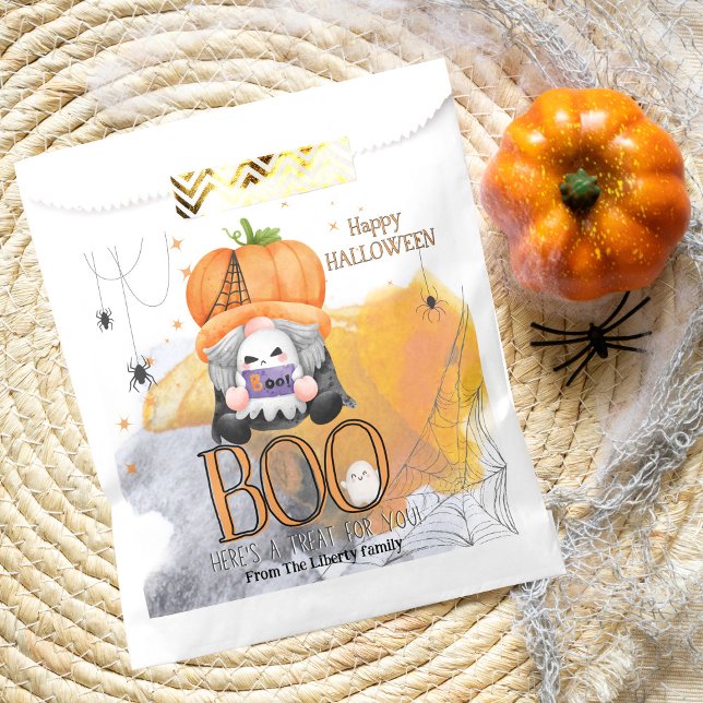 Bolsa De Papel BOO naranja gnome niños halloween truco o tratamie (Subido por el creador)