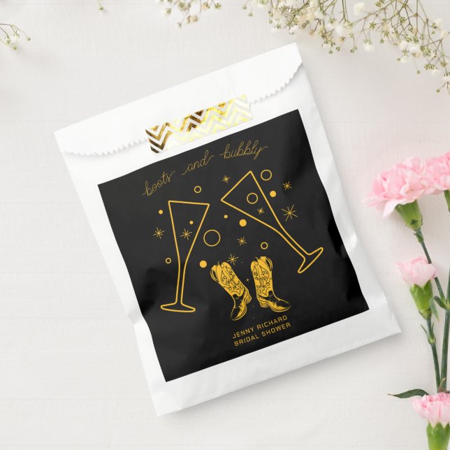 Bolsa De Papel Boots & Bubbly Bridal Shower (Sellado)