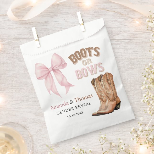 Bolsa De Papel Boots or Bows Western Gender Reveal (Cortado)