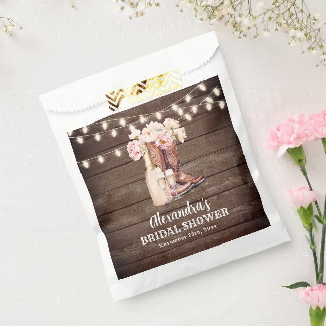 Bolsa De Papel Boots Rustic Cowgirl BRIDAL SHOWER Gracias (Sellado)