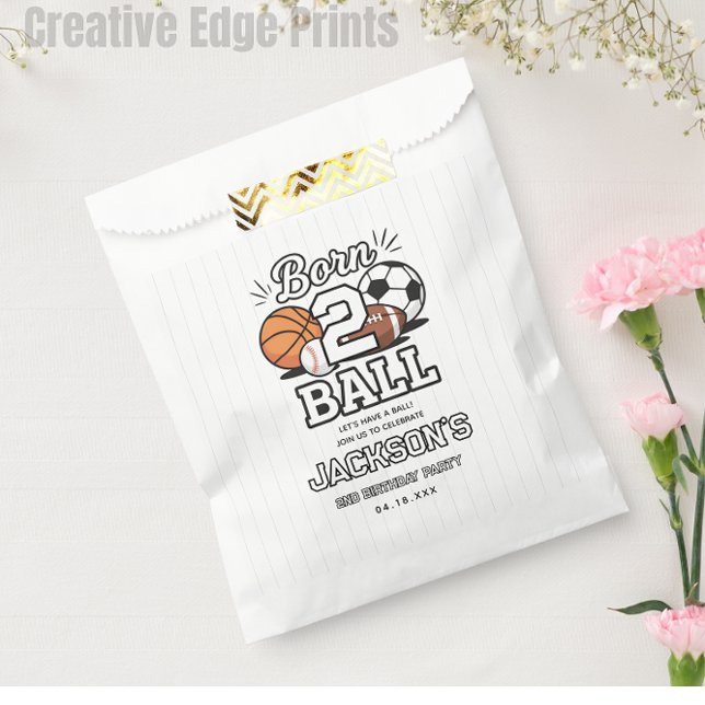 Bolsa De Papel Born 2 Ball Sports Themed Boy 2nd Birthday Party (Born 2 Ball Sports Themed Boy 2nd Birthday Party Favor Bag
)