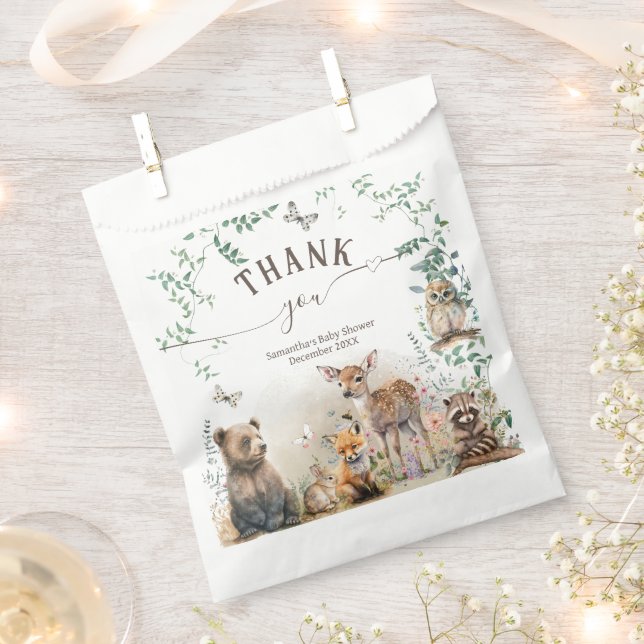 Bolsa De Papel Bosque de bosques de bosque de bosques Baby Shower (Cortado)