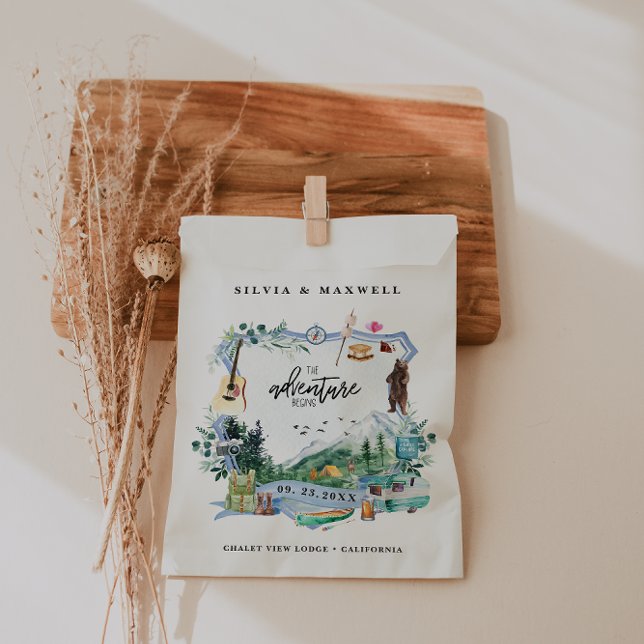 Bolsa De Papel Bosque Rústico Montaña | Cresta de Boda de Camping (Subido por el creador)