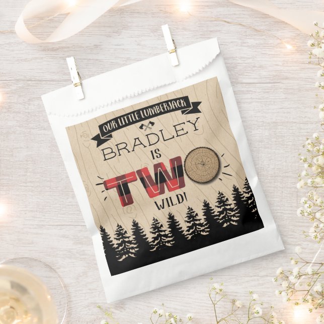Bolsa De Papel Bosque rústico Plaid Lumberjack Boys 2º cumpleaños (Cortado)