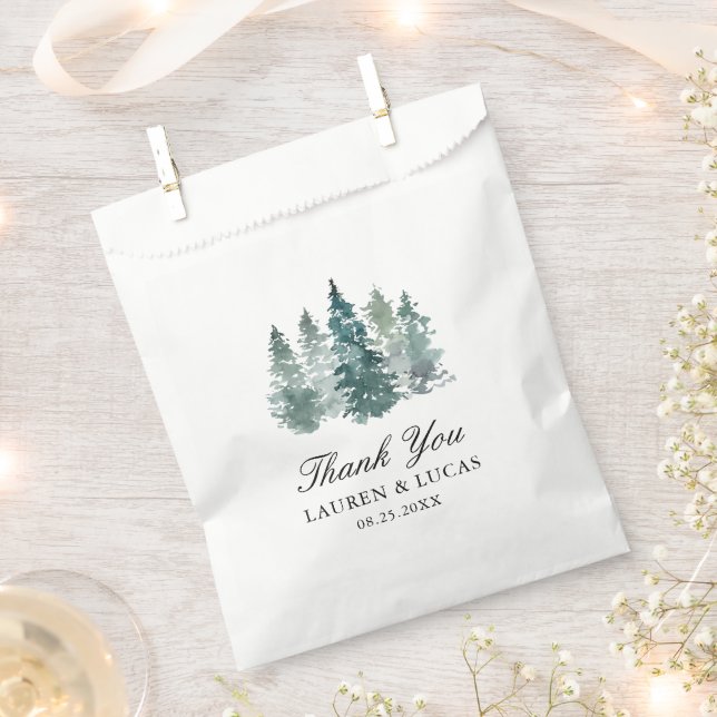 Bolsa De Papel Bosques de árboles de bosques Pine Gracias Boda (Cortado)