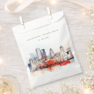 Bolsa De Papel Boston Massachusetts City Scape Watercolor Boda
