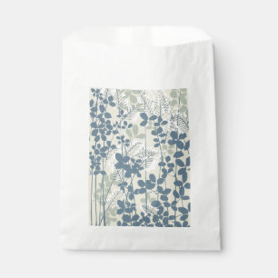 Bolsa De Papel Botánico Japonés Azul Vintage: Helecho de Hoja Cre