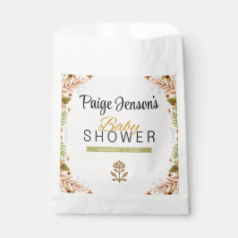 Bolsa De Papel Botánicos verdes y marrones modernos Baby Shower