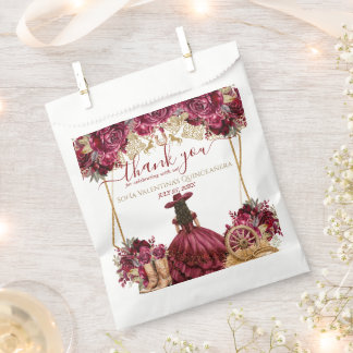 Bolsa De Papel Botas de vaquero Burgundy Gold Charra Quinceañera