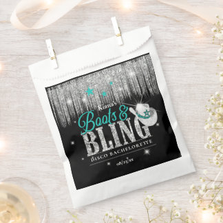 Bolsa De Papel Botas y Brillo Disco Despedida de Soltera Teal ID9