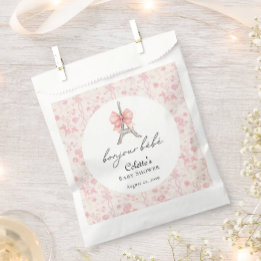 Bolsa De Papel Boujour Bebe Paris Francés Toile Pink Baby Shower