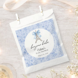 Bolsa De Papel Boujour Bebe Paris French Toile Blue Baby Shower