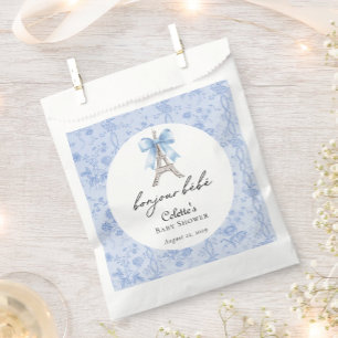 Bolsa De Papel Boujour Bebe Paris French Toile Blue Baby Shower