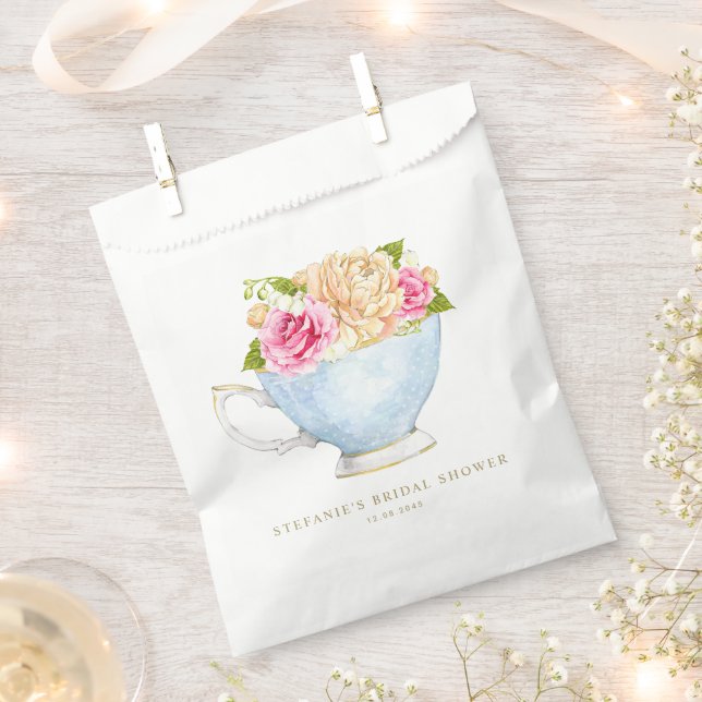 Bolsa De Papel Bouquet acuarela floral en ducha de novias en Teac (Cortado)