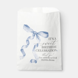 Bolsa De Papel Bow Chica Blue Coquette Bow postre de fiesta de cu