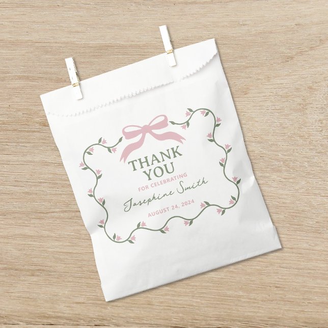 Bolsa De Papel Bow con Baby Shower de Vine de Flor (Subido por el creador)