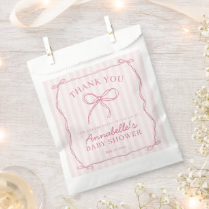 Bolsa De Papel Bow Pastel de postre Baby Shower de Coquette rosa